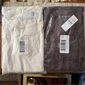 LOFT Cream and Brown Layering T-Shirts